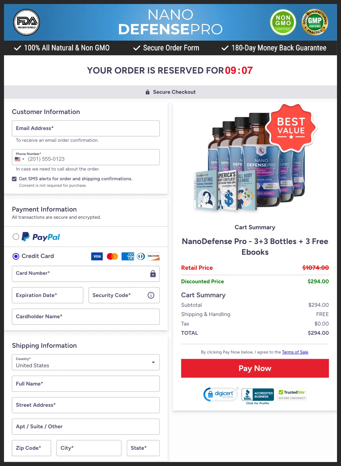 NanoDefense Pro Official Website Secure Order Page